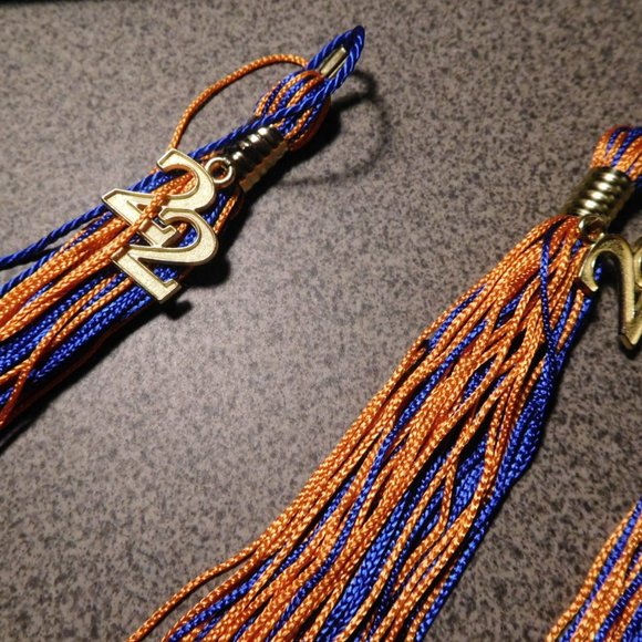 2022 MOTAR BOARD TASSLE GRADUATION ORANGE & BLUE TASSEL TASSLE JOSTENS - Picture 2 of 2